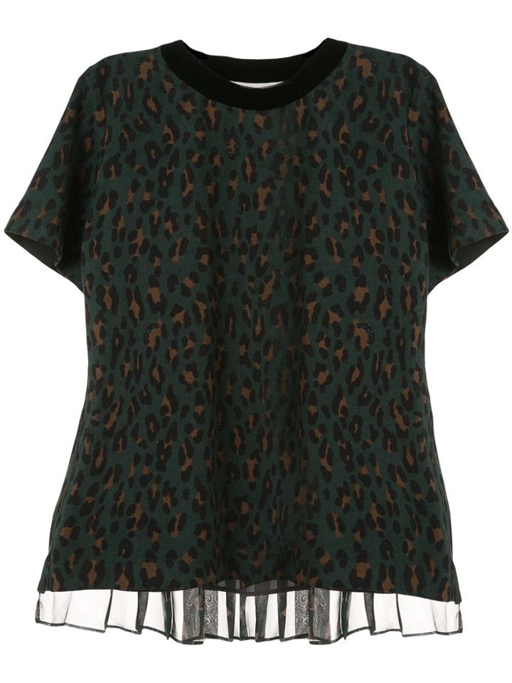 Sacai Leopard Print T-shirt - Green