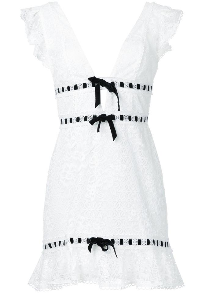 For Love And Lemons - Plunging V-neck Lace Dress - Women - Nylon -12/polyester - M, White, Nylon -12/polyester