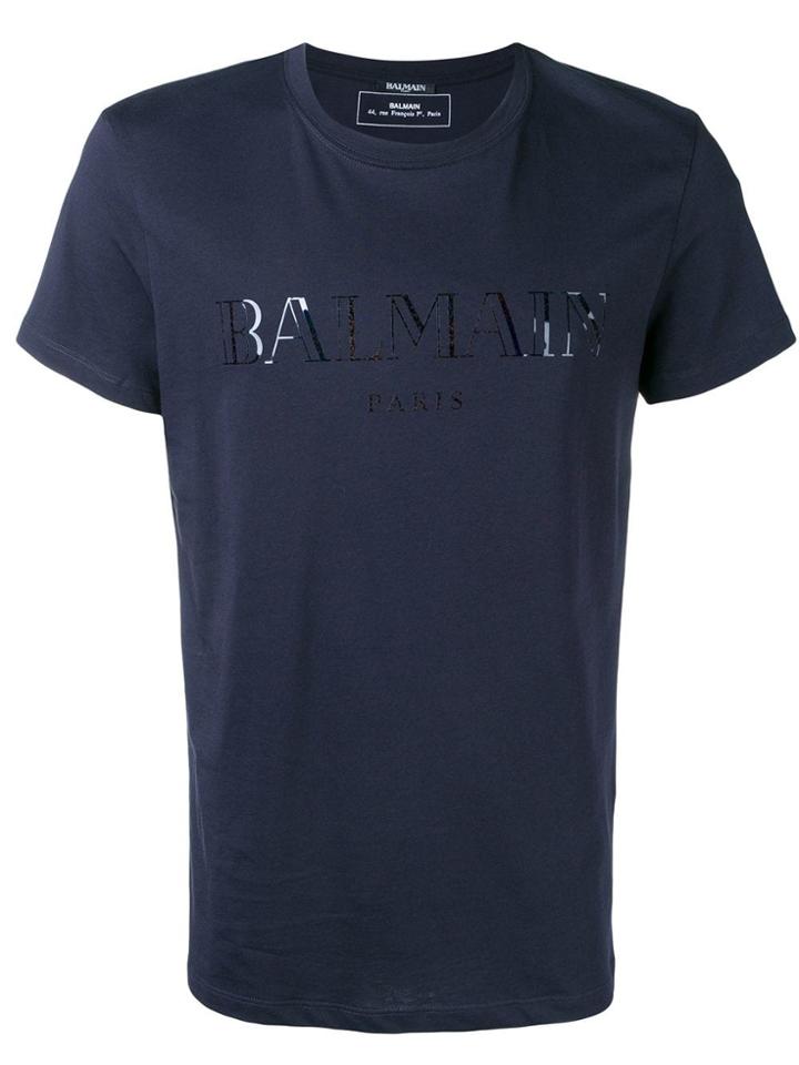 Balmain Contrast Logo T-shirt - Blue