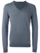 Zanone V-neck Jumper, Men's, Size: 54, Grey, Cotton/cashmere/virgin Wool