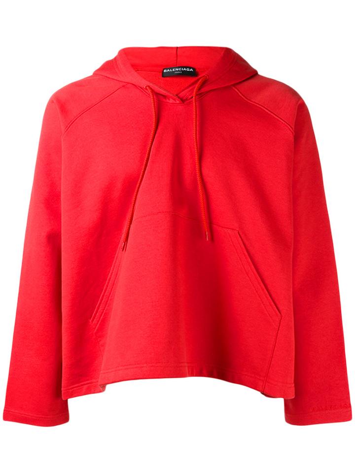 Balenciaga Cropped Hoodie, Men's, Size: Large, Red, Cotton