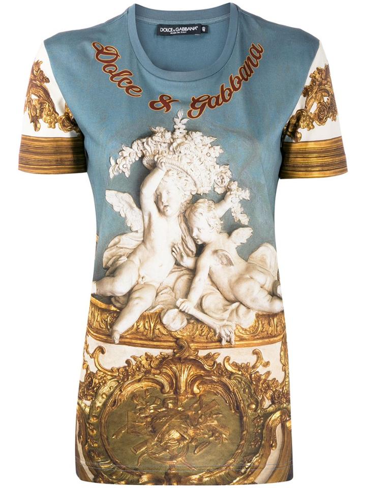 Dolce & Gabbana Printed Baroque Sculpture T-shirt - Blue