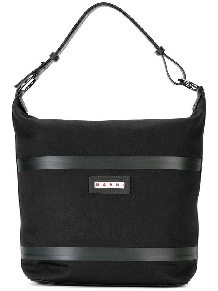 Marni Canvas Shoulder Bag, Women's, Black, Cotton/leather