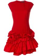 Alexander Mcqueen Frill Hem Dress - Red