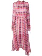 Msgm Sheer Check Asymmetric Dress - Pink