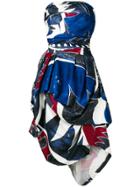 Christian Lacroix Vintage 1991 Printed Strapless Dress - Blue