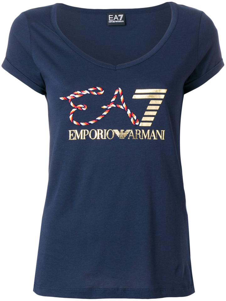 Ea7 Emporio Armani Logo Print T-shirt - Blue