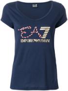 Ea7 Emporio Armani Logo Print T-shirt - Blue