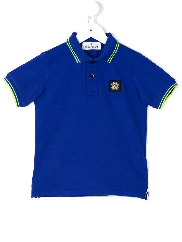 Stone Island Kids Logo Patch Polo Shirt, Toddler Boy's, Size: 5 Yrs, Blue
