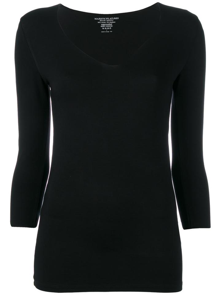 Majestic Filatures Fitted Top, Women's, Size: 1, Black, Viscose/spandex/elastane