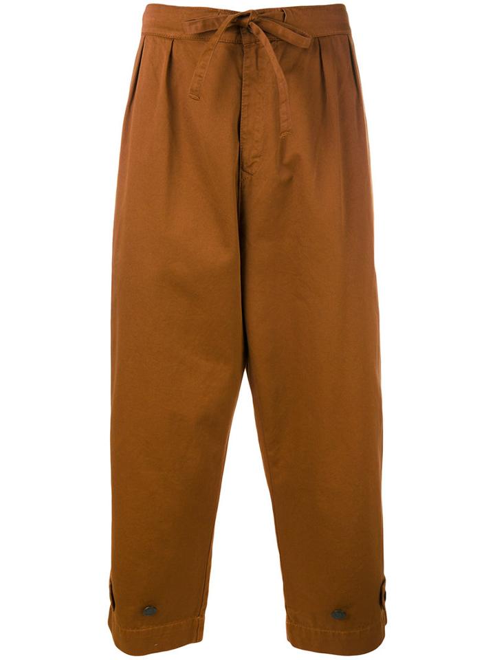 Paura - 'tino' Cropped Trousers - Men - Cotton - M, Brown, Cotton