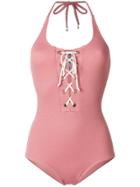 Love Stories Lace-up Swimsuit - Pink & Purple