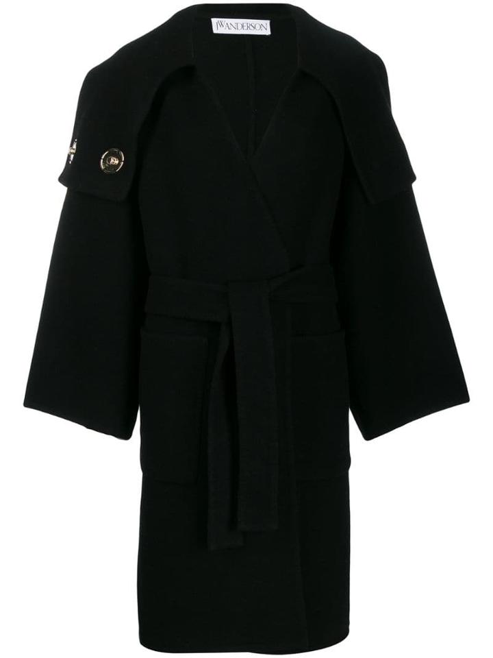 Jw Anderson Oversized Collar Wrap Coat - Black