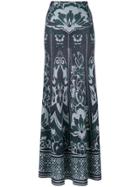 Hache Patterned Frill Embellished Skirt - Blue