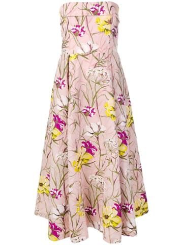Blumarine Embroidered Flower Midi Dress - Pink