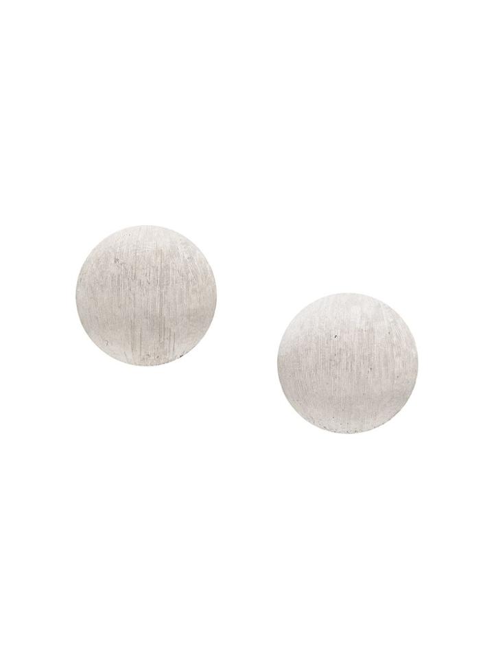 Susan Caplan Vintage 1980's Textured Round Earrings - Silver