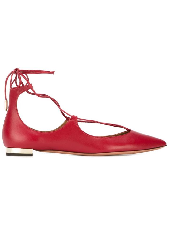 Aquazzura Christy Ballerinas, Women's, Size: 39, Red, Calf Leather/goat Skin