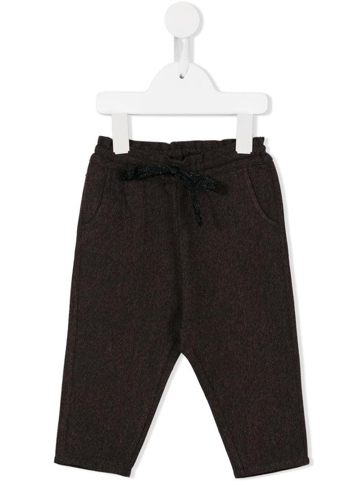 Babe And Tess - Baggy Drawstring Track Pants - Kids - Cotton - 12 Mth, Brown