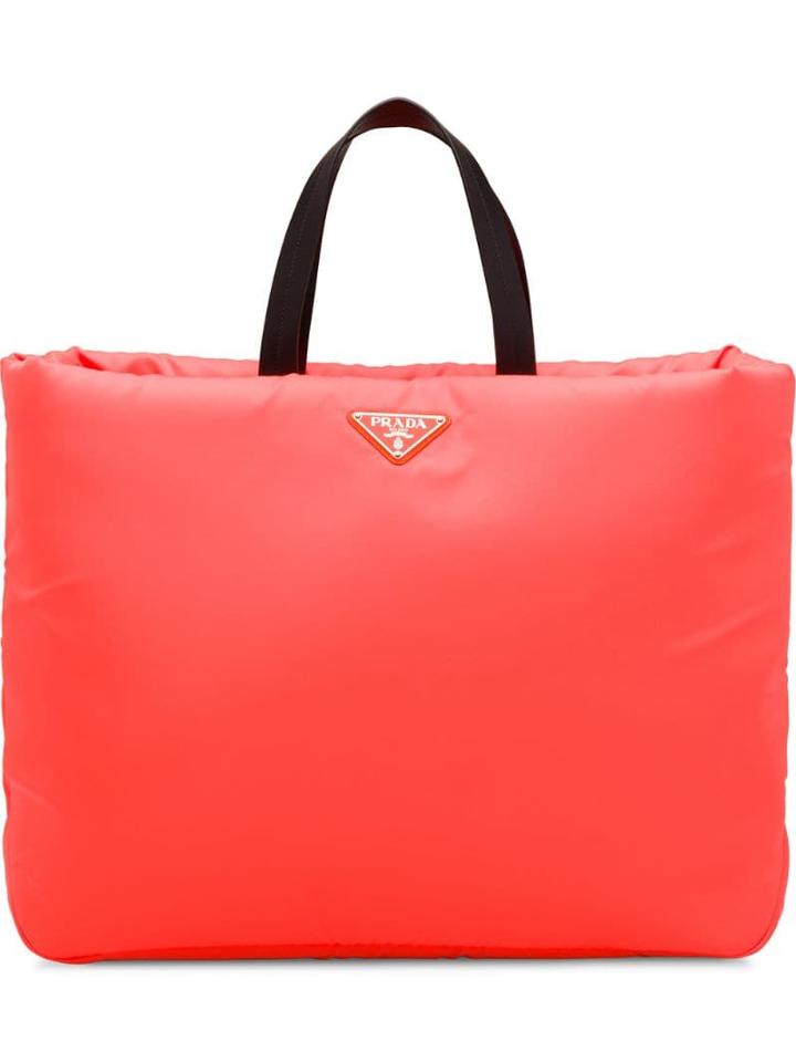 Prada Large Padded Nylon Tote - Yellow