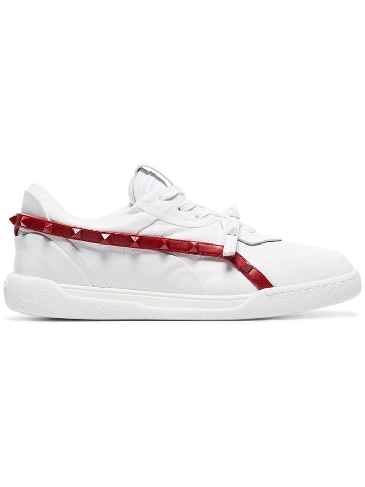 Valentino White Rockstud Armour Studded Leather Sneakers