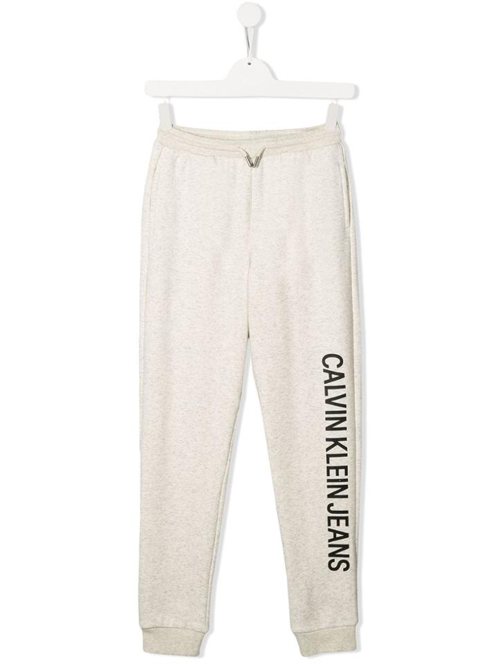 Calvin Klein Kids Teen Logo Print Joggers - Neutrals