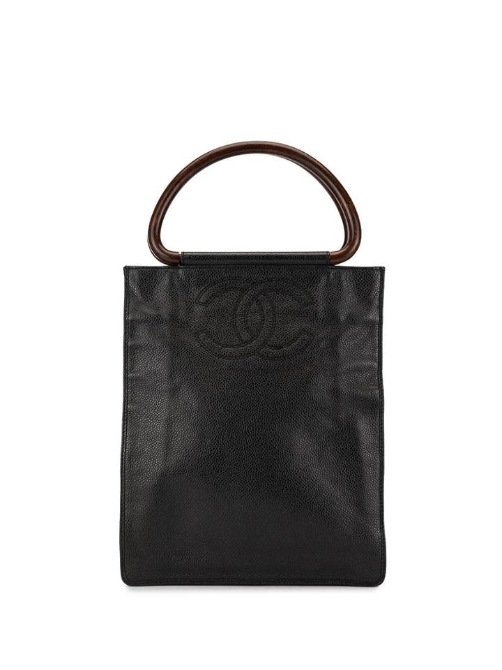 Chanel Pre-owned Tortoiseshell Handles Shopper - Black