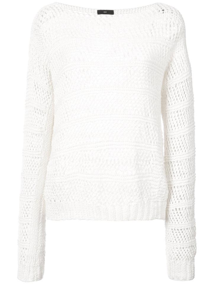 Voz Mesh Stitch Pullover - White