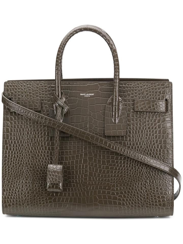 Saint Laurent Embossed Tote Bag - Brown