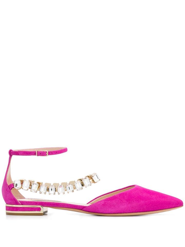 Casadei Crystal-embellished Ballerinas - Pink