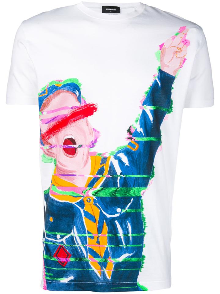 Dsquared2 Boy Scout Paint-effect T-shirt - White