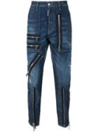 Dsquared2 'clement' Zip Detail Jeans, Men's, Size: 48, Blue, Cotton/spandex/elastane