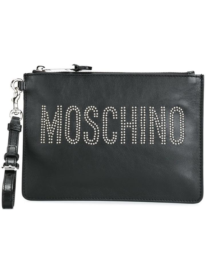 Moschino Studded Logo Clutch