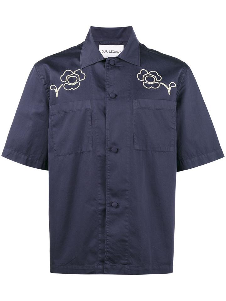 Our Legacy - Splash Floral Short Sleeve Shirt - Men - Cotton - 52, Blue, Cotton
