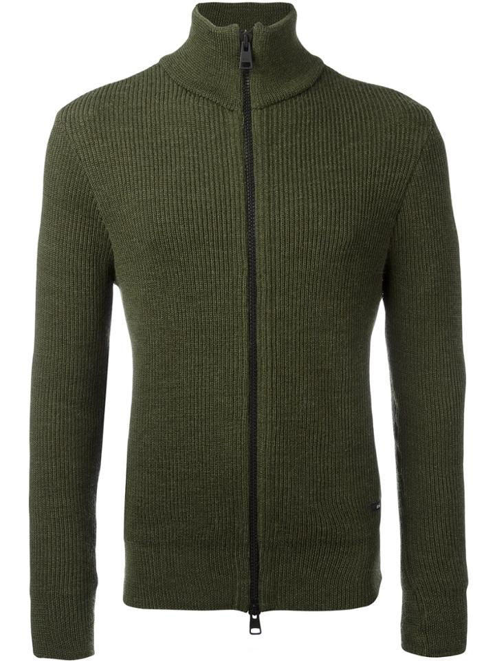 Ami Alexandre Mattiussi Fisherman Rib Zipped Cardigan - Green