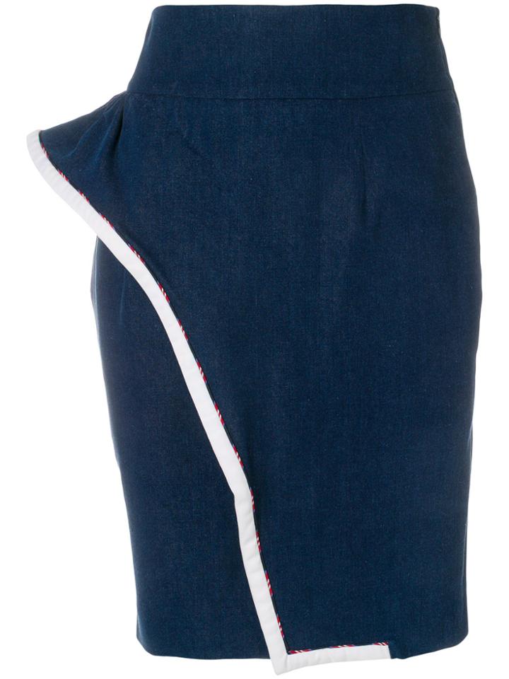 Moschino Vintage Wavy Detail Pencil Skirt - Blue