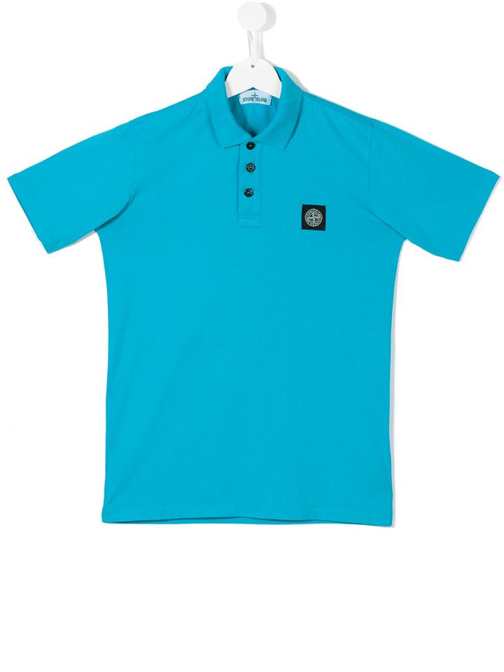 Stone Island Junior - Teen Short-sleeved Polo Shirt - Kids - Cotton - 14 Yrs, Blue