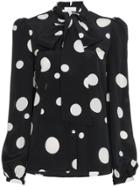 Racil Black Lady Tie Neck Silk Blouse
