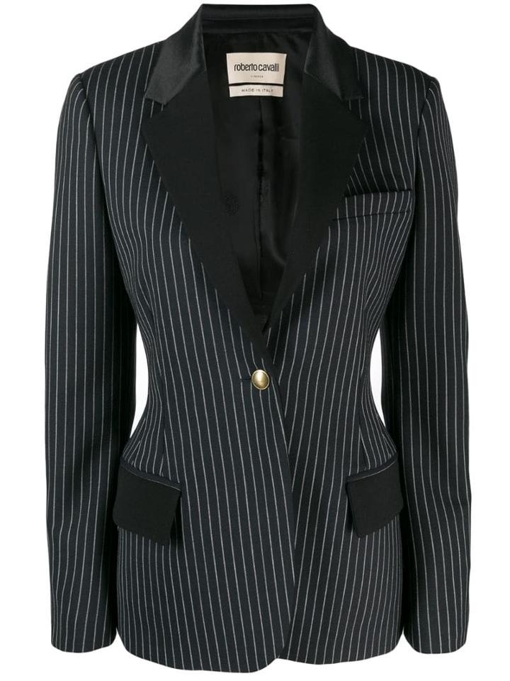 Roberto Cavalli Pinstriped Single Button Blazer - Blue