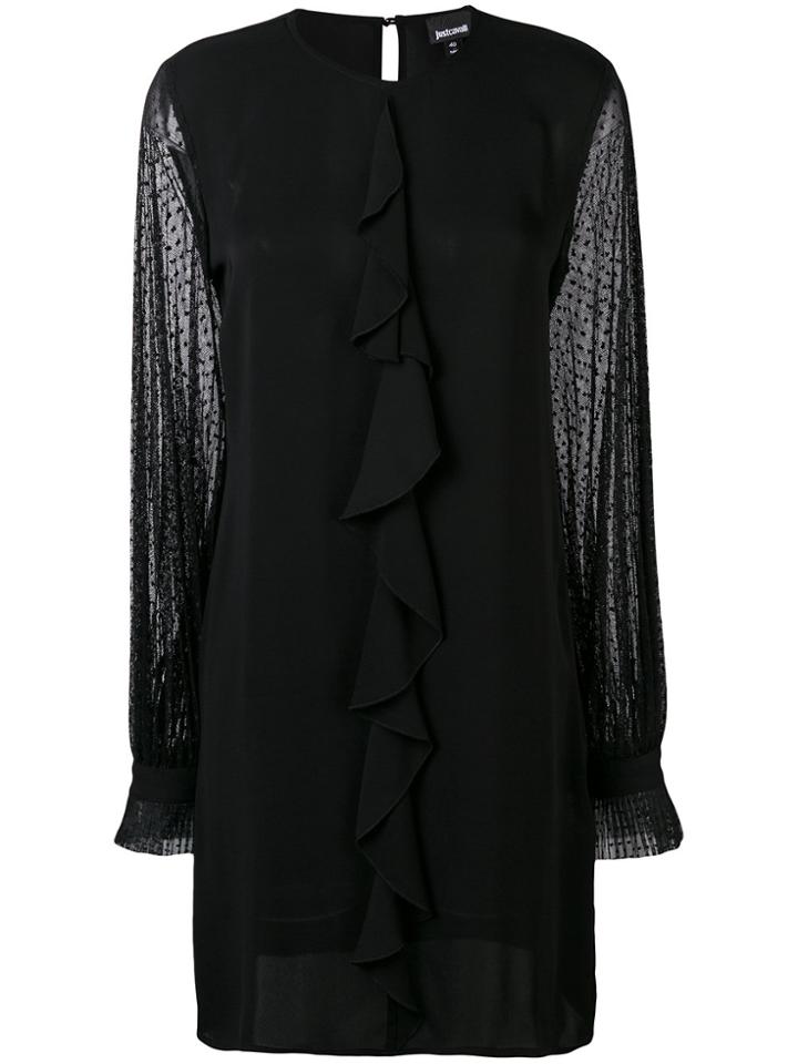 Just Cavalli Ruffle-front Shift Dress - Black