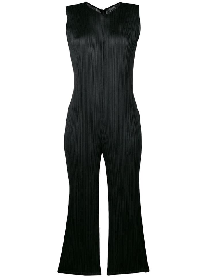 Pleats Please By Issey Miyake Cropped Pleated Jumpsuit - Black