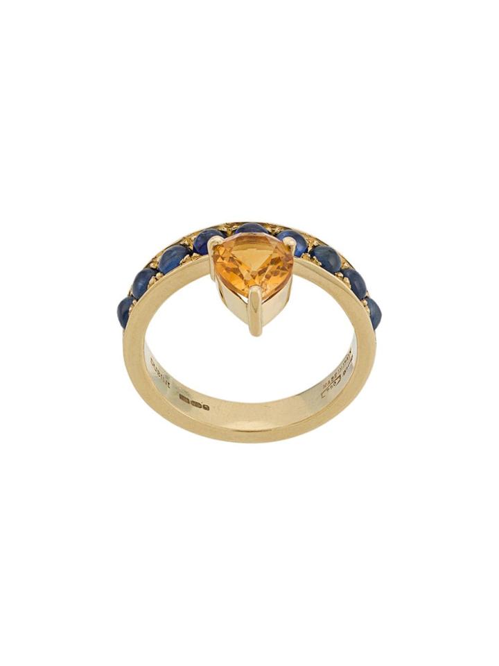 Dubini 18kt Yellow Gold, Sapphire And Citrine Theodora Tear Ring