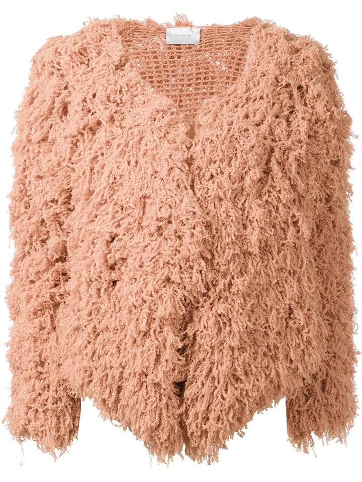 Ryan Roche Open Front Cardigan, Women's, Size: Large, Pink/purple, Cashmere