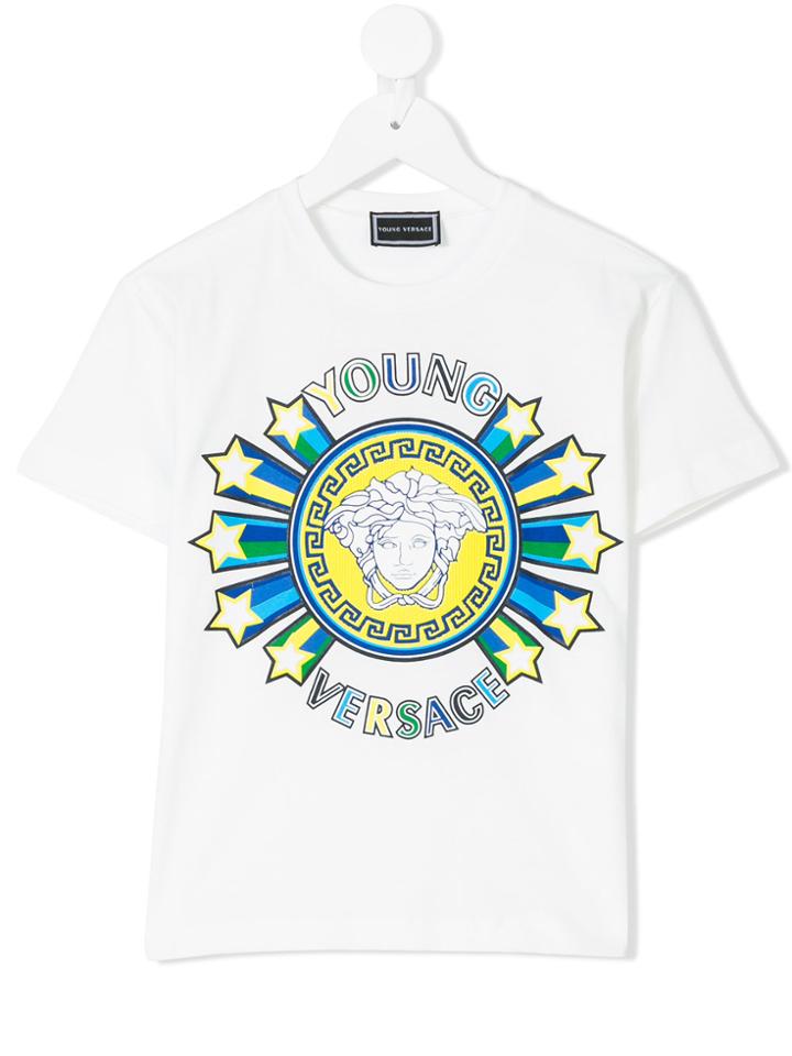 Young Versace Logo Print T-shirt - White