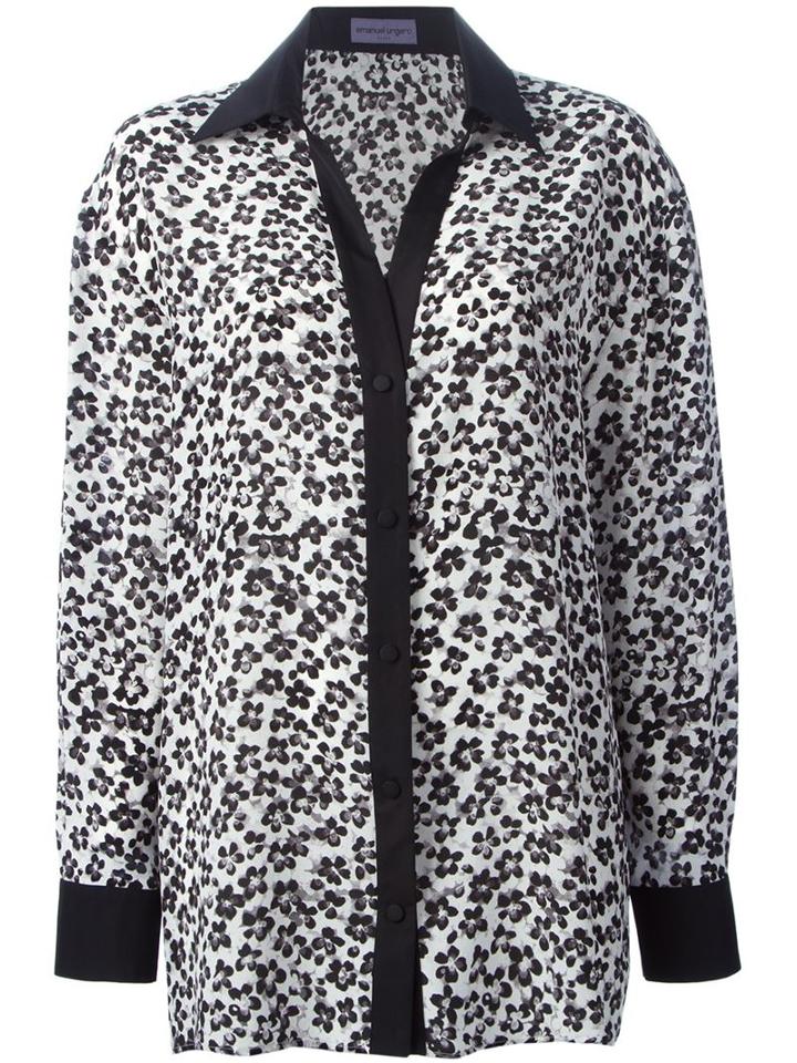 Emanuel Ungaro Floral Print Shirt, Women's, Size: 46, Black, Silk/cotton