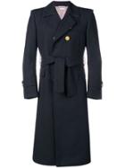 Thom Browne 2-ply Fresco Wool Trench Coat - Blue