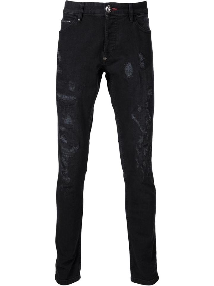 Philipp Plein Tyran Straight Leg Jeans, Men's, Size: 34, Black, Cotton/spandex/elastane