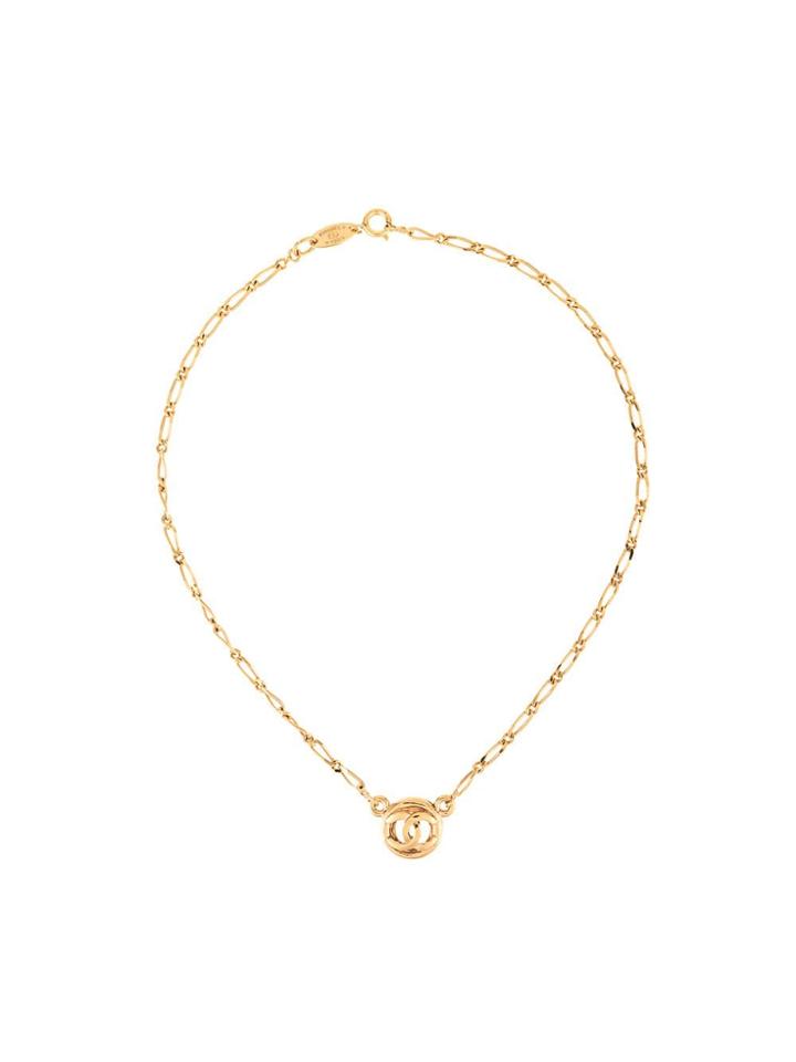 Chanel Pre-owned Cc Logos Medallion Necklace - Gold