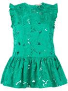 No21 Lace Peplum Top, Women's, Size: 44, Green, Polyester