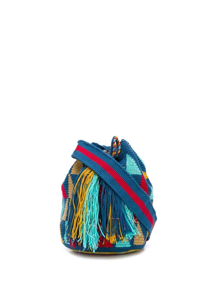 Folkloore Colombian Mini Bucket Bag - Blue