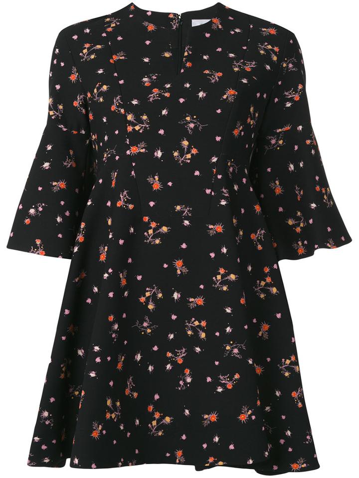 Carven Floral Print Dress, Women's, Size: 38, Black, Silk/polyester/acetate